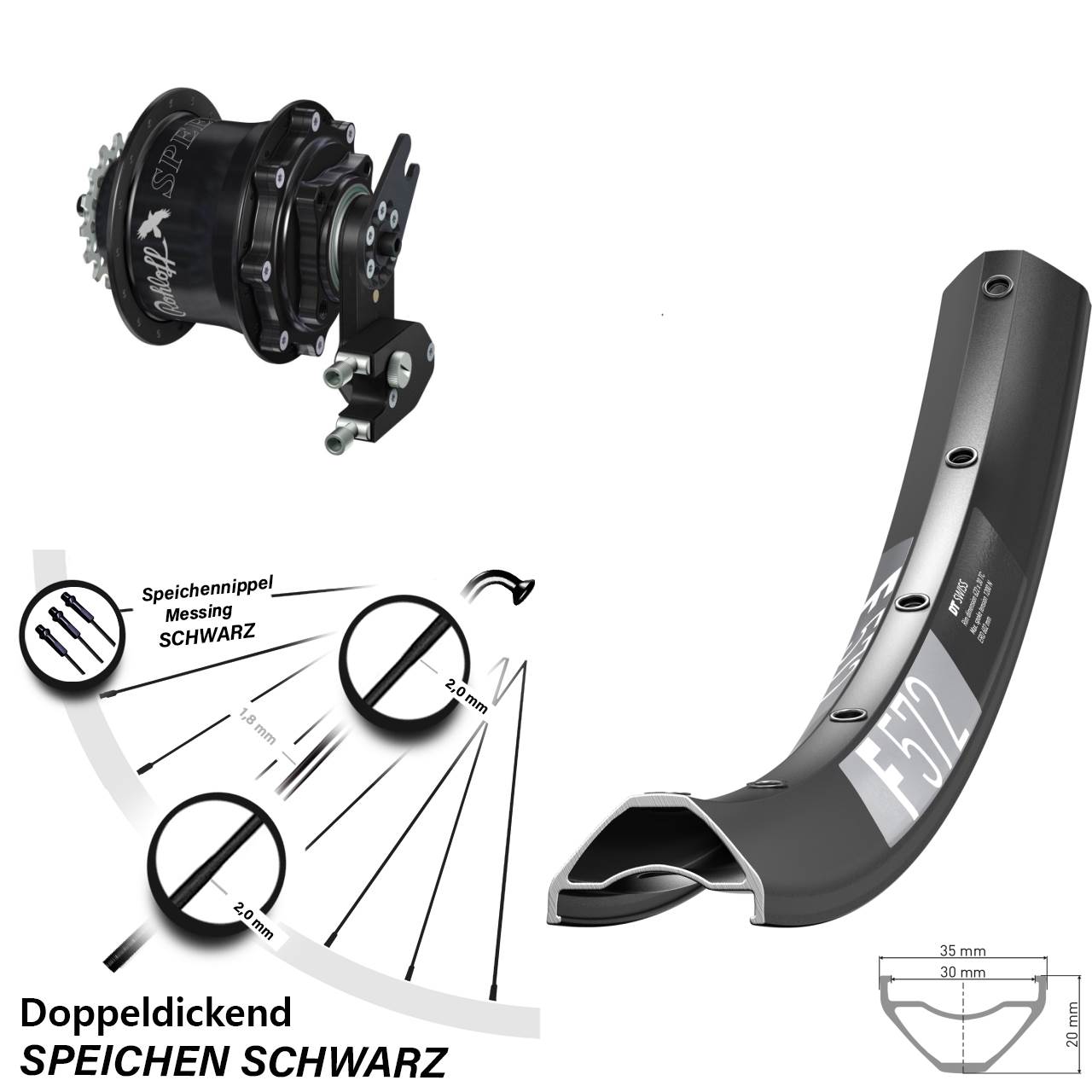 DT Swiss F572 Rohloff Speedhub CC DB OEM2 Tandem 29 Zoll Disc Laufrad