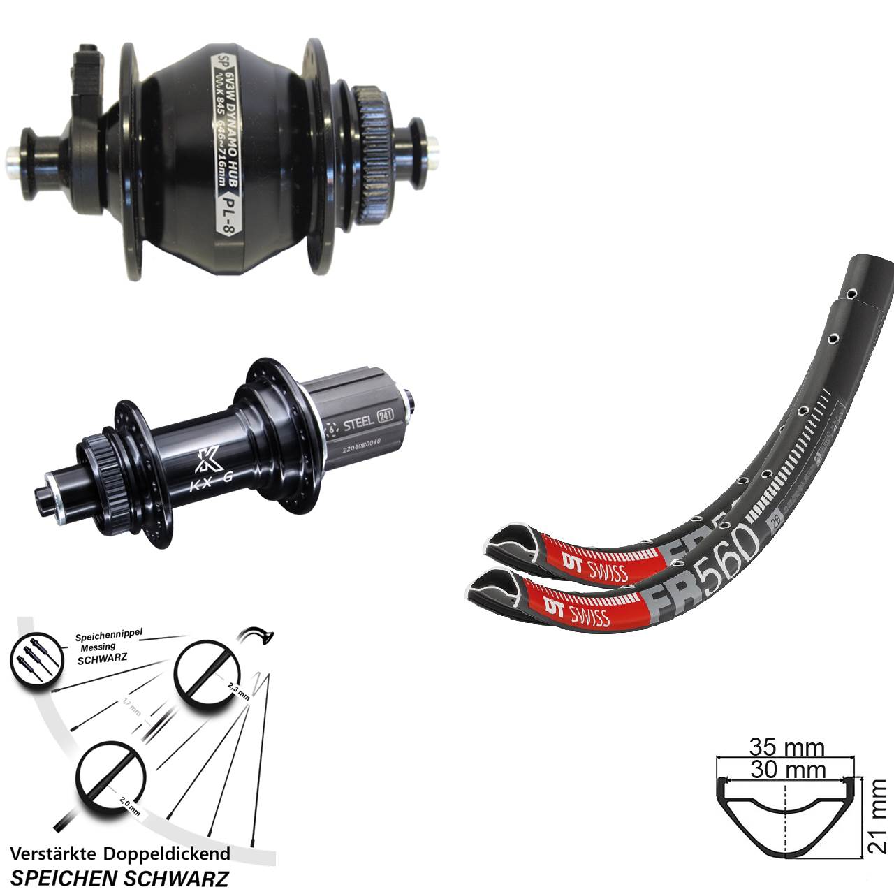 DT Swiss FR560 KX-GS verstärkt Shutter PL-8 26 Zoll Laufradsatz Centerlock QR 8-12 fach HG
