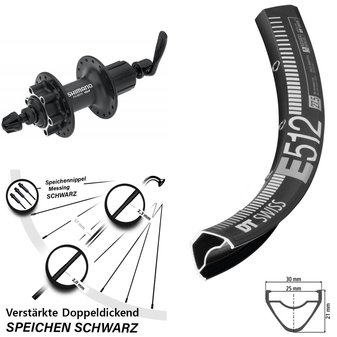 29 Zoll DT Swiss E 512 Shimano Alivio Hinterrad 6-Loch für Schnellspanner 8-11 fach