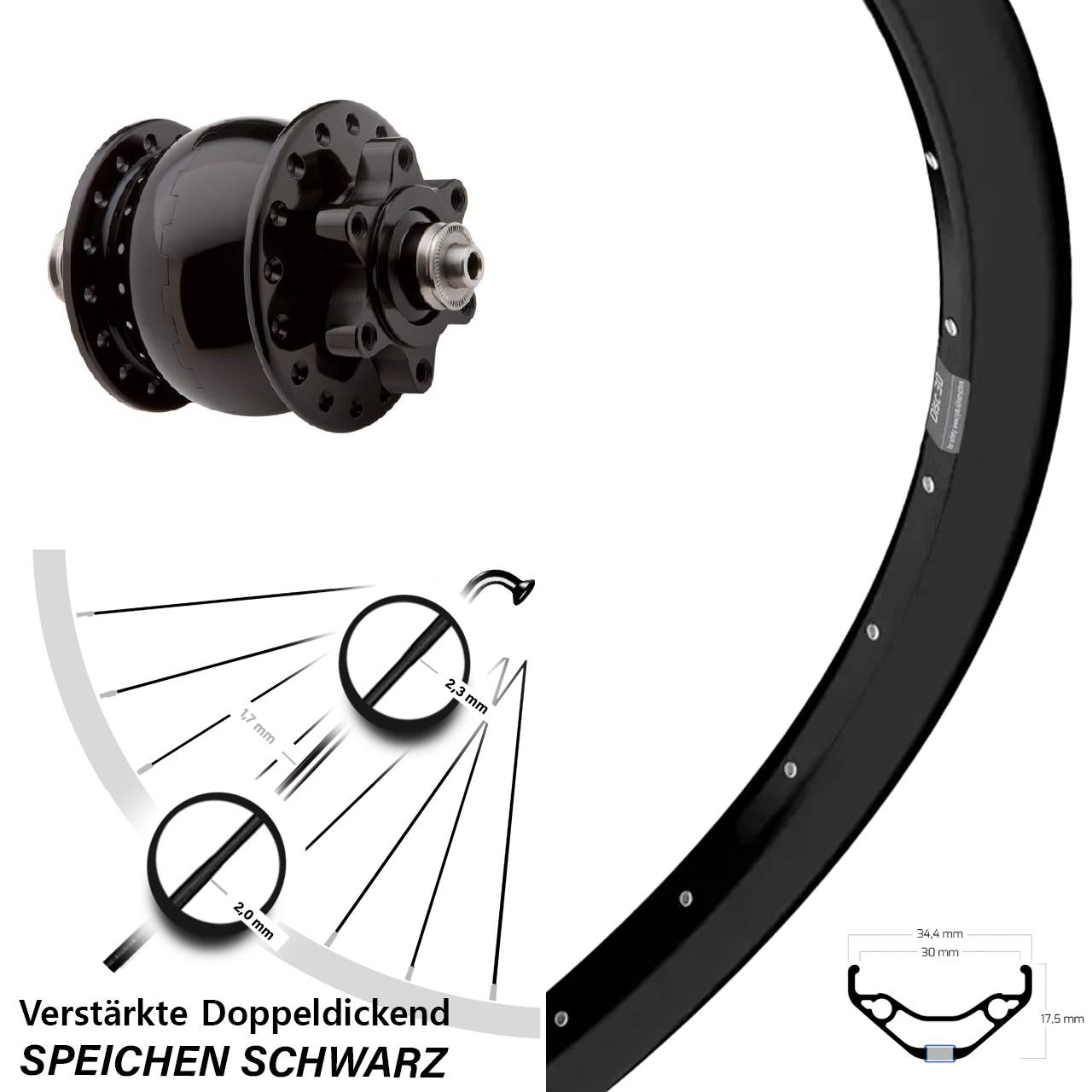 29 Zoll Ryde Disc 30 SON 28 Vorderrad mit Nabendynamo QR