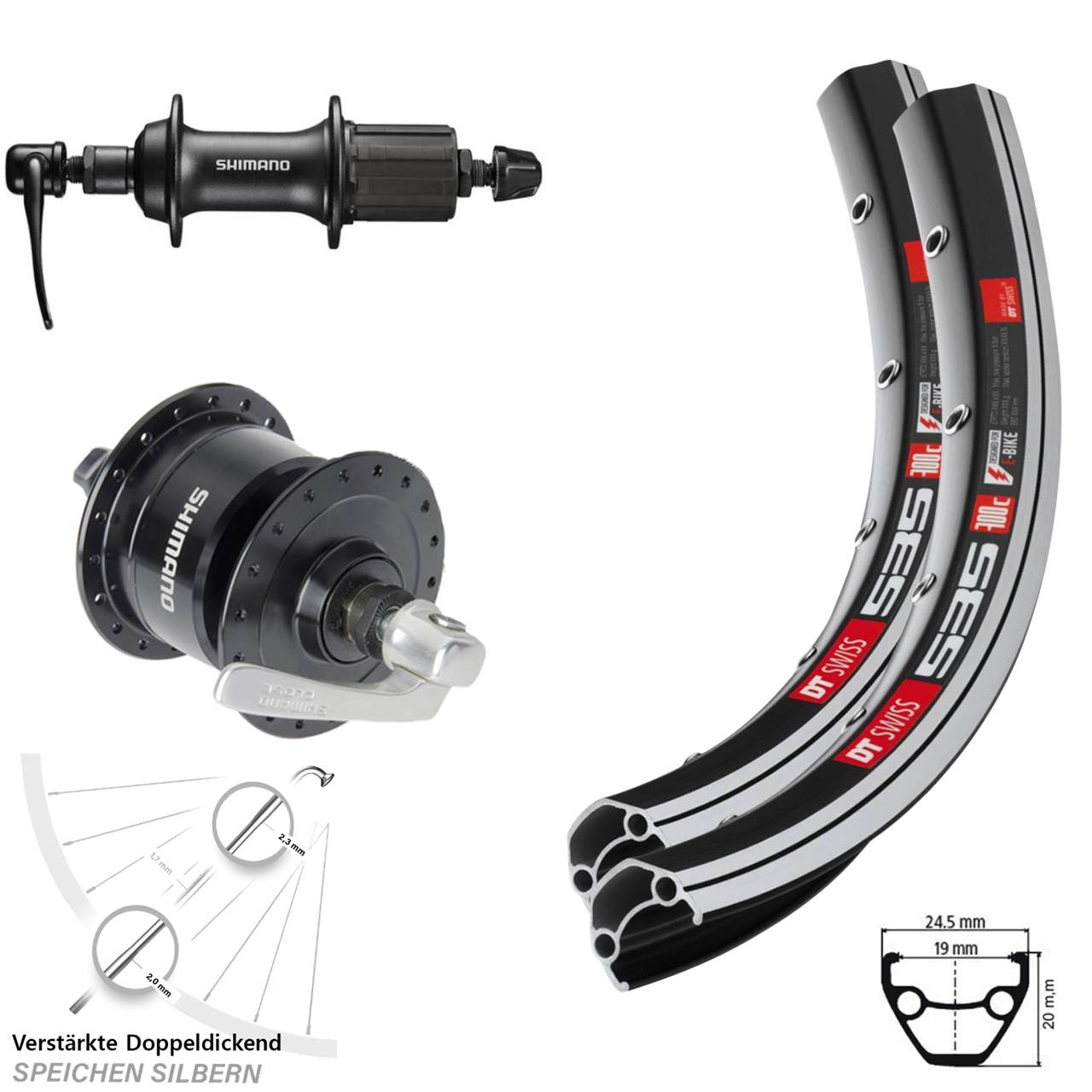 DT Swiss 535 Shimano DH3N72 T3000 28 Zoll Laufradsatz QR 8-11 fach HG