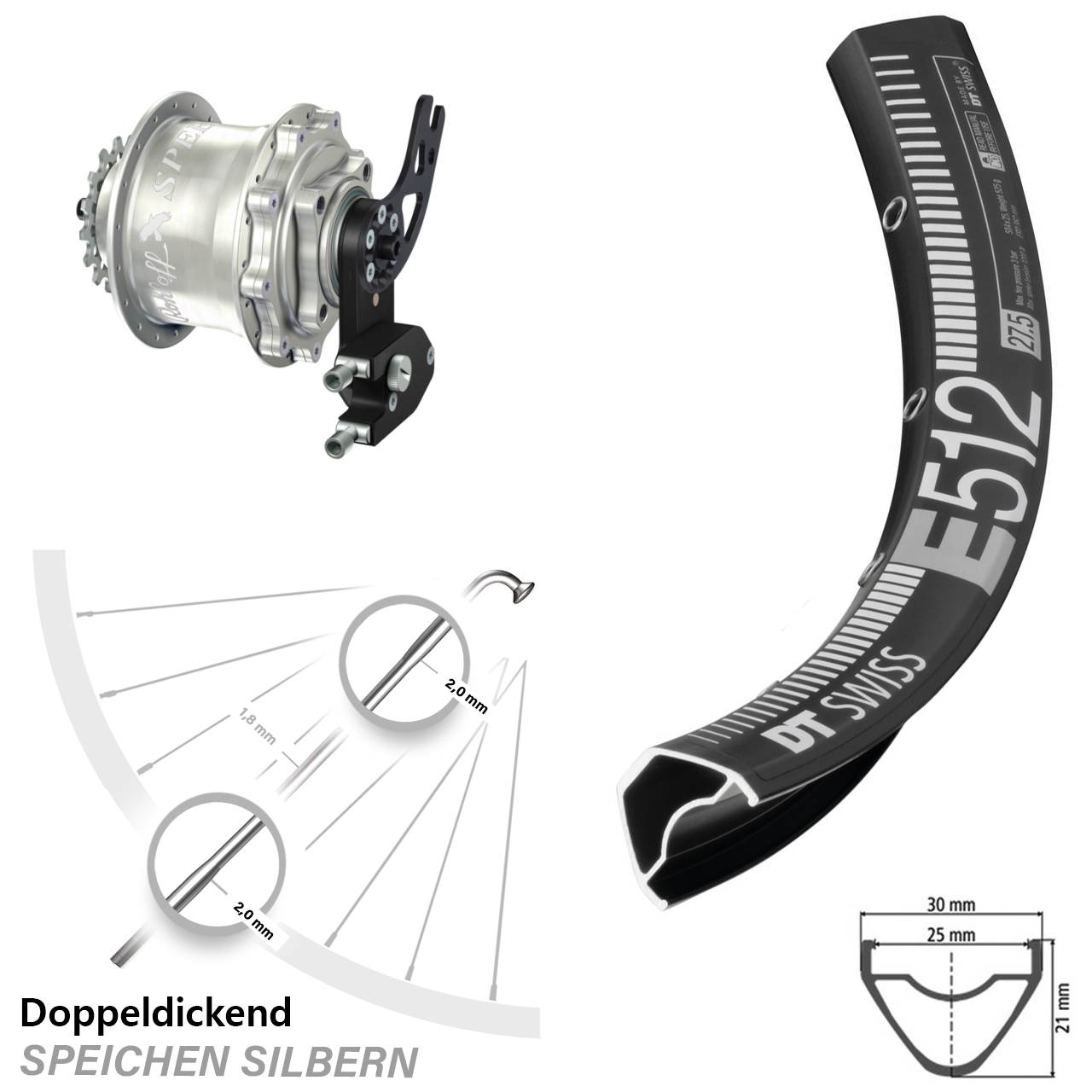 Disc Hinterrrad 29 Zoll DT Swiss E512 Rohloff Speedhub 500/14 CC DB PM