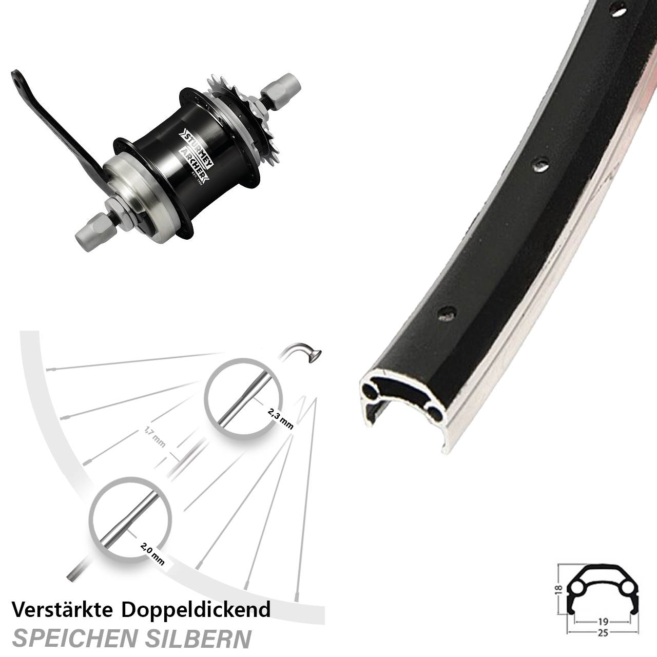 Schürmann YAK 19 Hinterrad 20 Zoll Sturmey Archer S1C Rücktritt