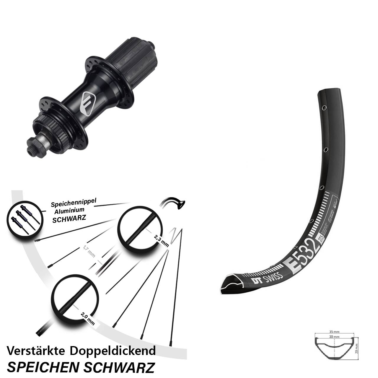 Centerlock Hinterrad 29 Zoll DT Swiss E532 Formula CL52 8-11 fach QR