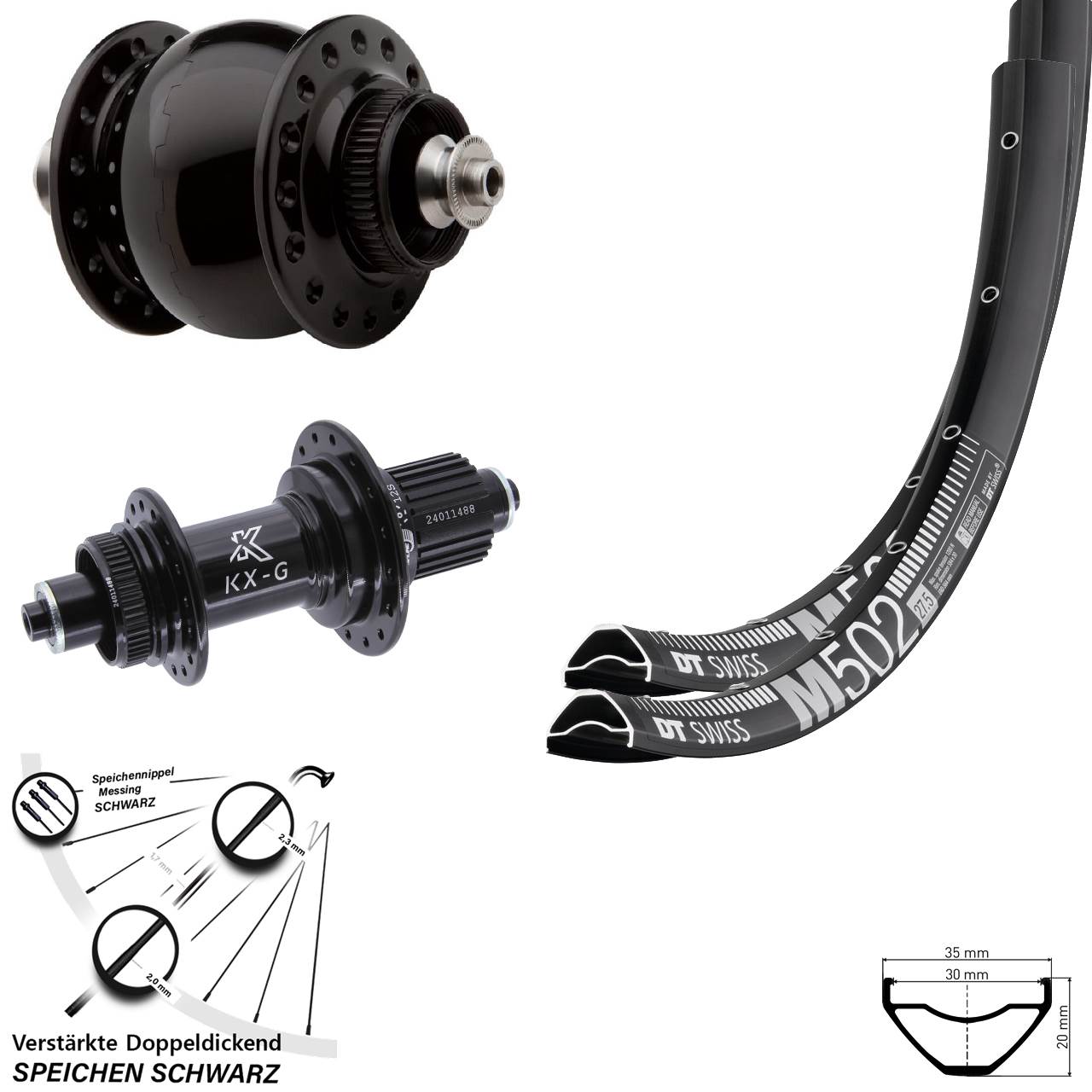 DT Swiss M502 KX-G SON 28 29 Zoll Laufradsatz Centerlock QR Micro Spline