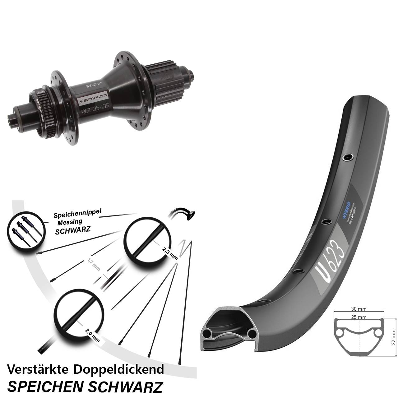 29 Zoll DT Swiss U623-370 Hybrid Disc Hinterrad QR Micro Spline