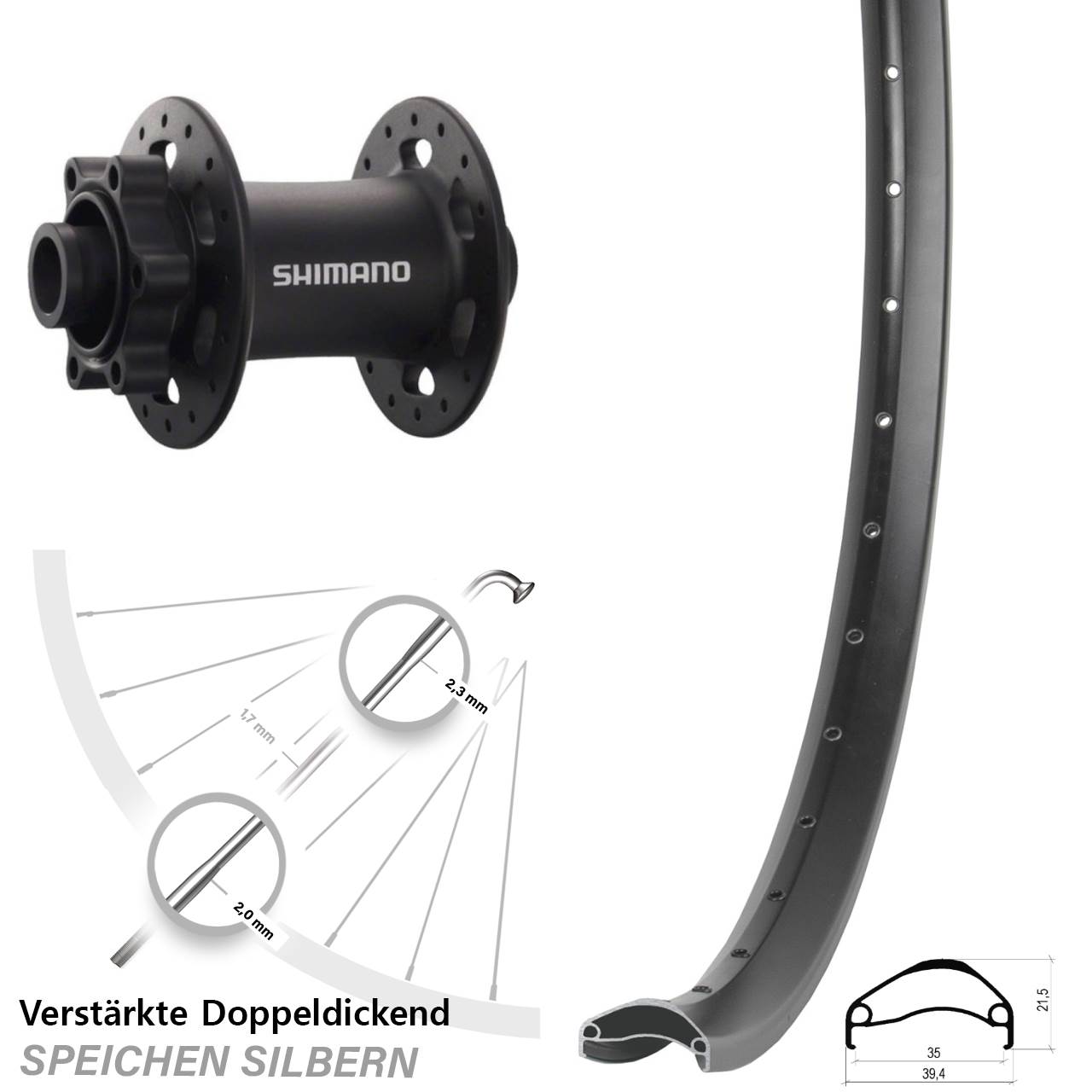 29 Zoll Ambrosio E35 Shimano Deore XT Disc Vorderrad 15x100