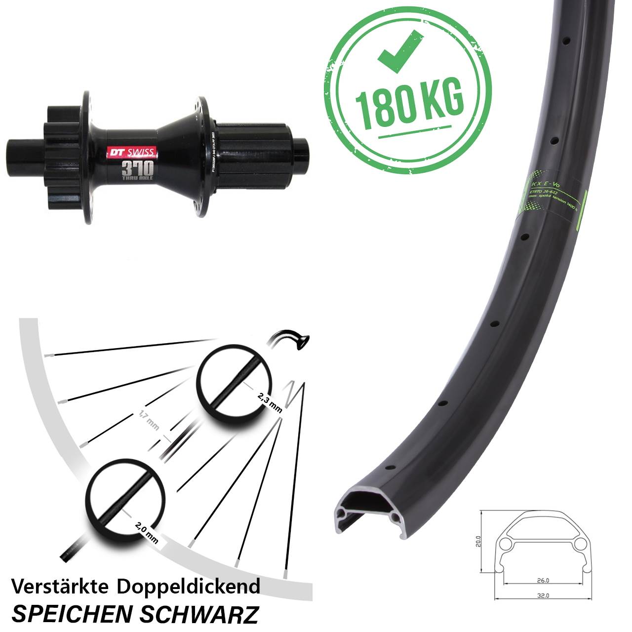 Hinterrad 6-Loch 12x142 28-29 Zoll KX Evo DT Swiss 370 8-11 fach