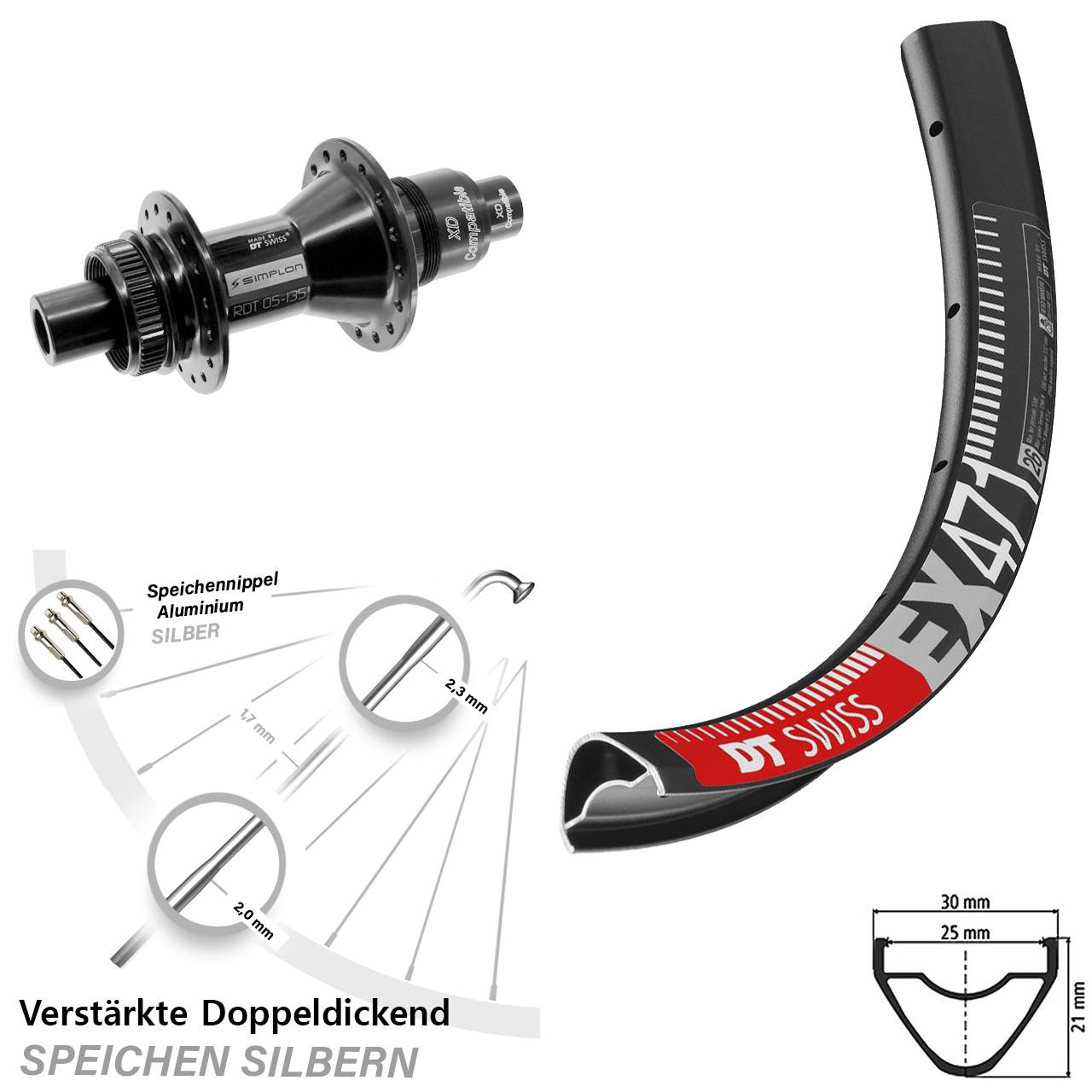 Disc Laufrad 12x142 26 Zoll DT Swiss EX471 DT Swiss 370 SRAM XD