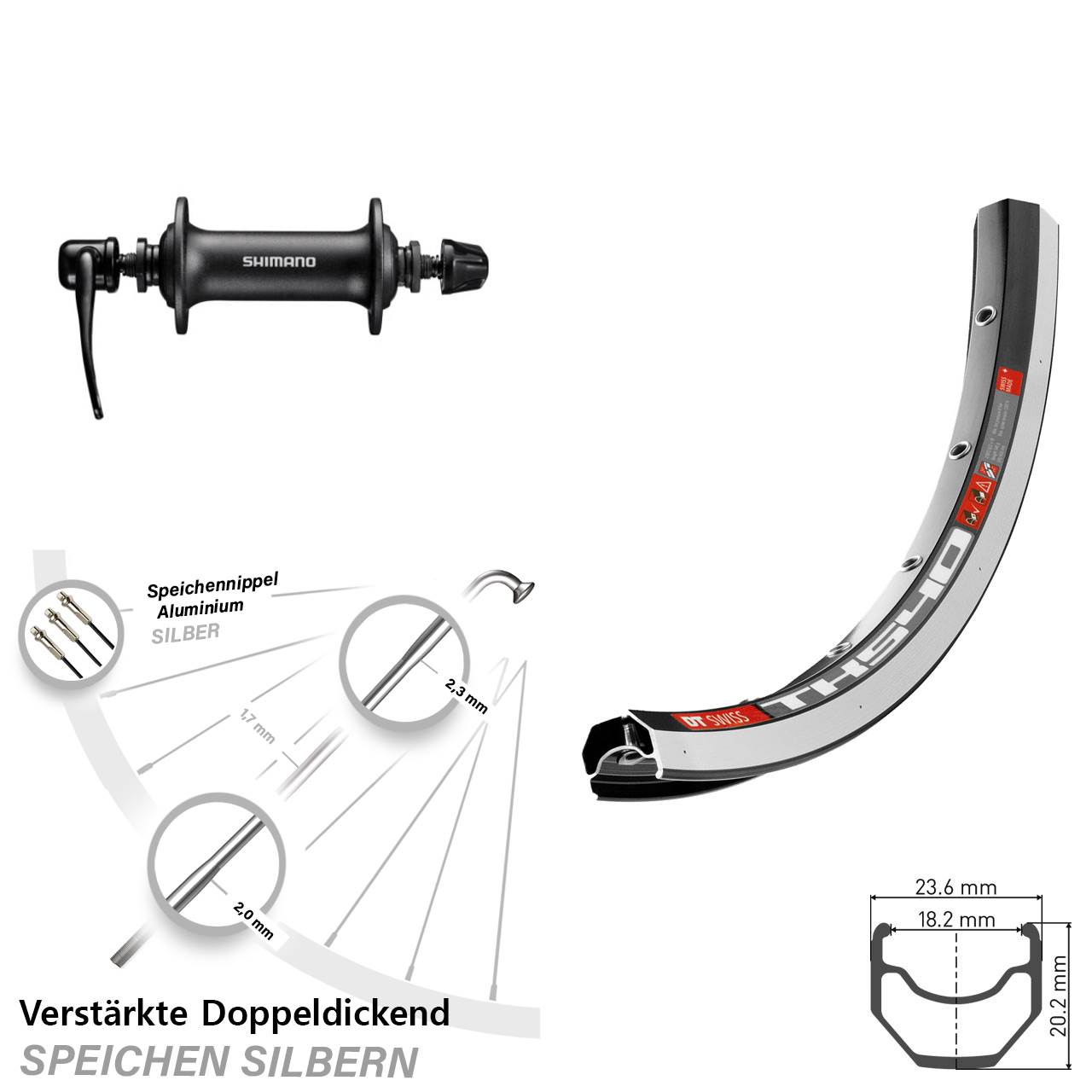 Vorderrad 28 Zoll DT Swiss TK 540 Shimano HB-T3000 QR