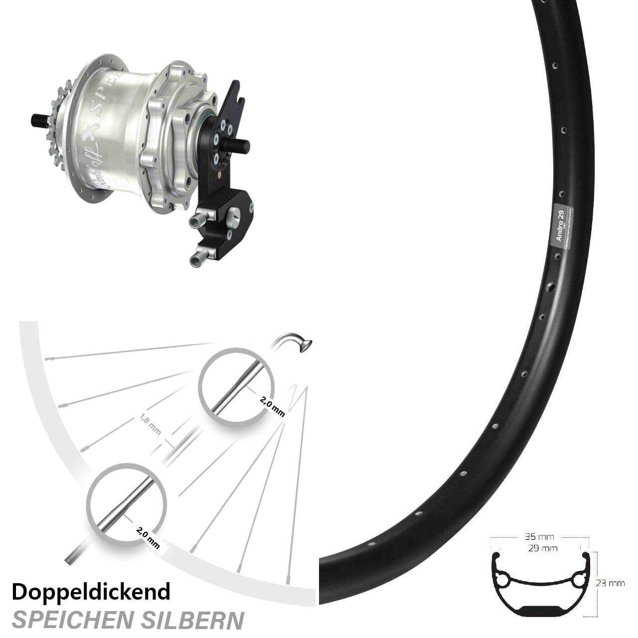 Ryde Andra 29 Rohloff Speedhub 500/14 TS DB OEM2 29 Zoll Disc Laufrad