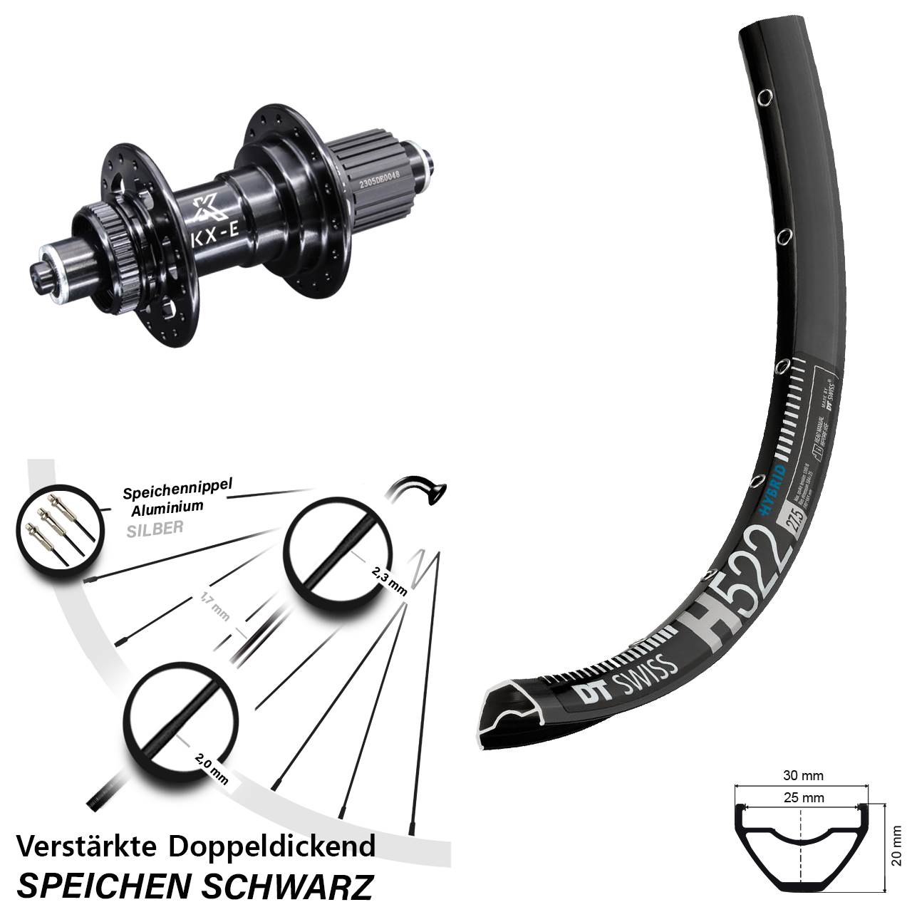 Hinterrad KX-E 8-11 fach DT Swiss H522 29 Zoll Centerlock für Schnellspanner