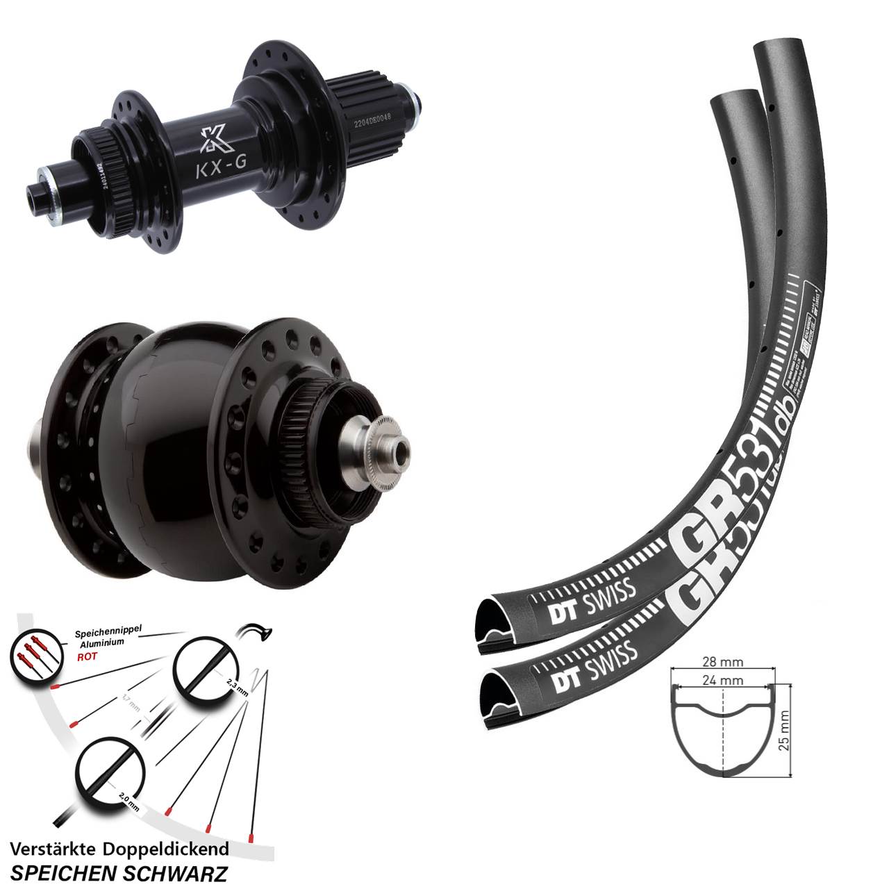 29 Zoll DT Swiss GR 531 KX-GS HD SON 28 Centerlock Laufradsatz QR Micro Spline