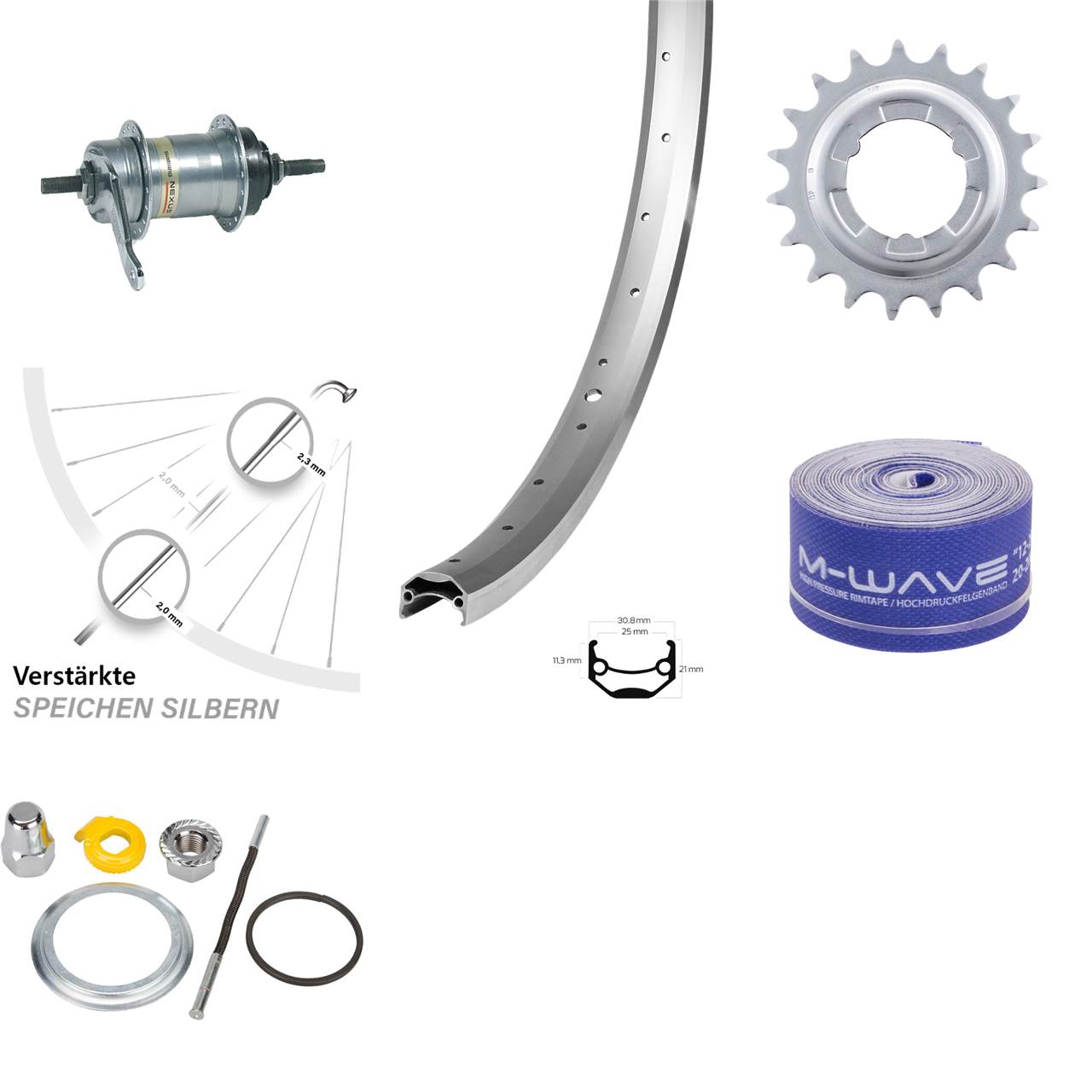 24 Zoll Hinterrad Ryde Andra 40 Shimano Nexus Inter 3 Nabenschaltung mit Rücktritt