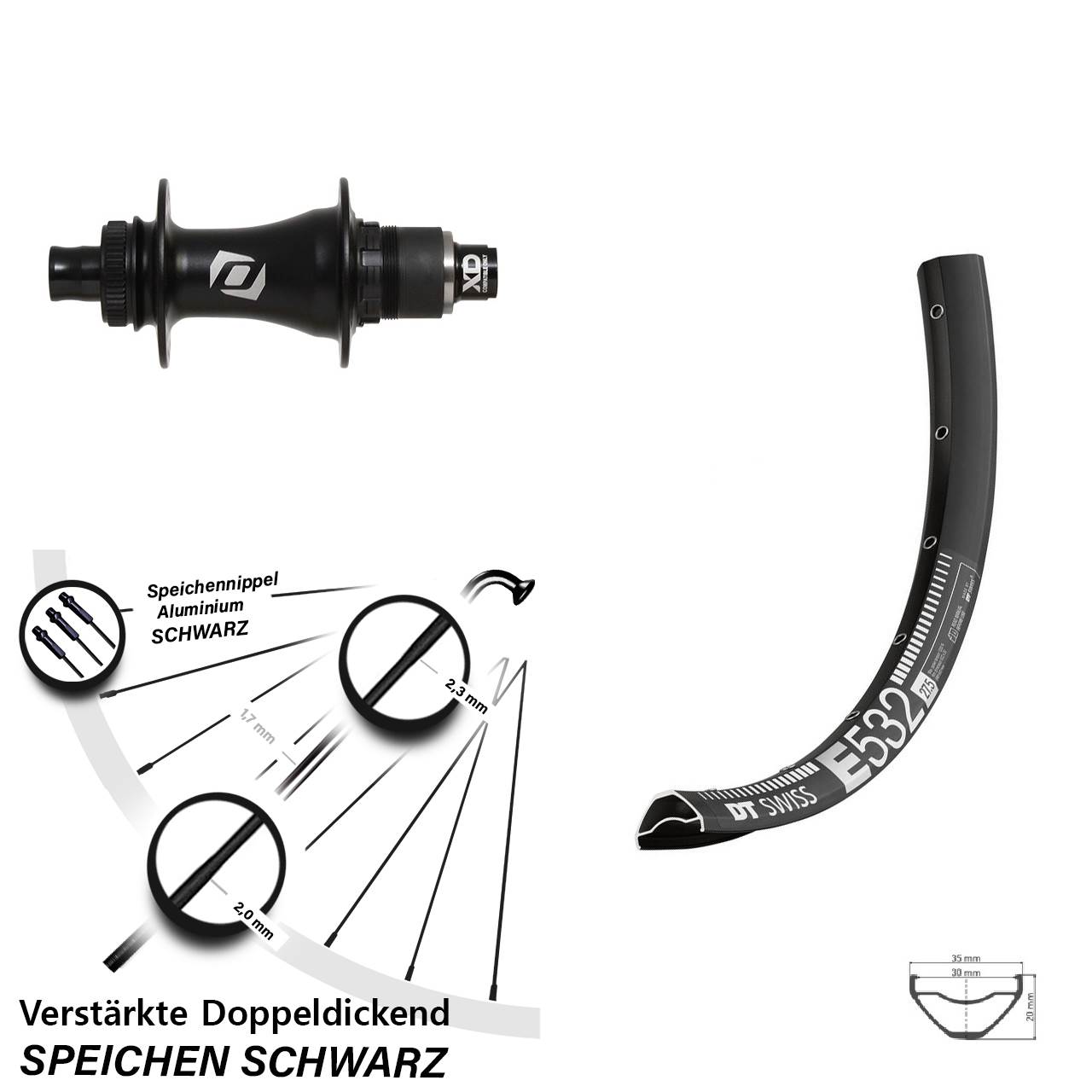 DT Swiss E 532 Syncros SRAM XD Boost 29 Zoll Hinterrad Centerlock 12x148