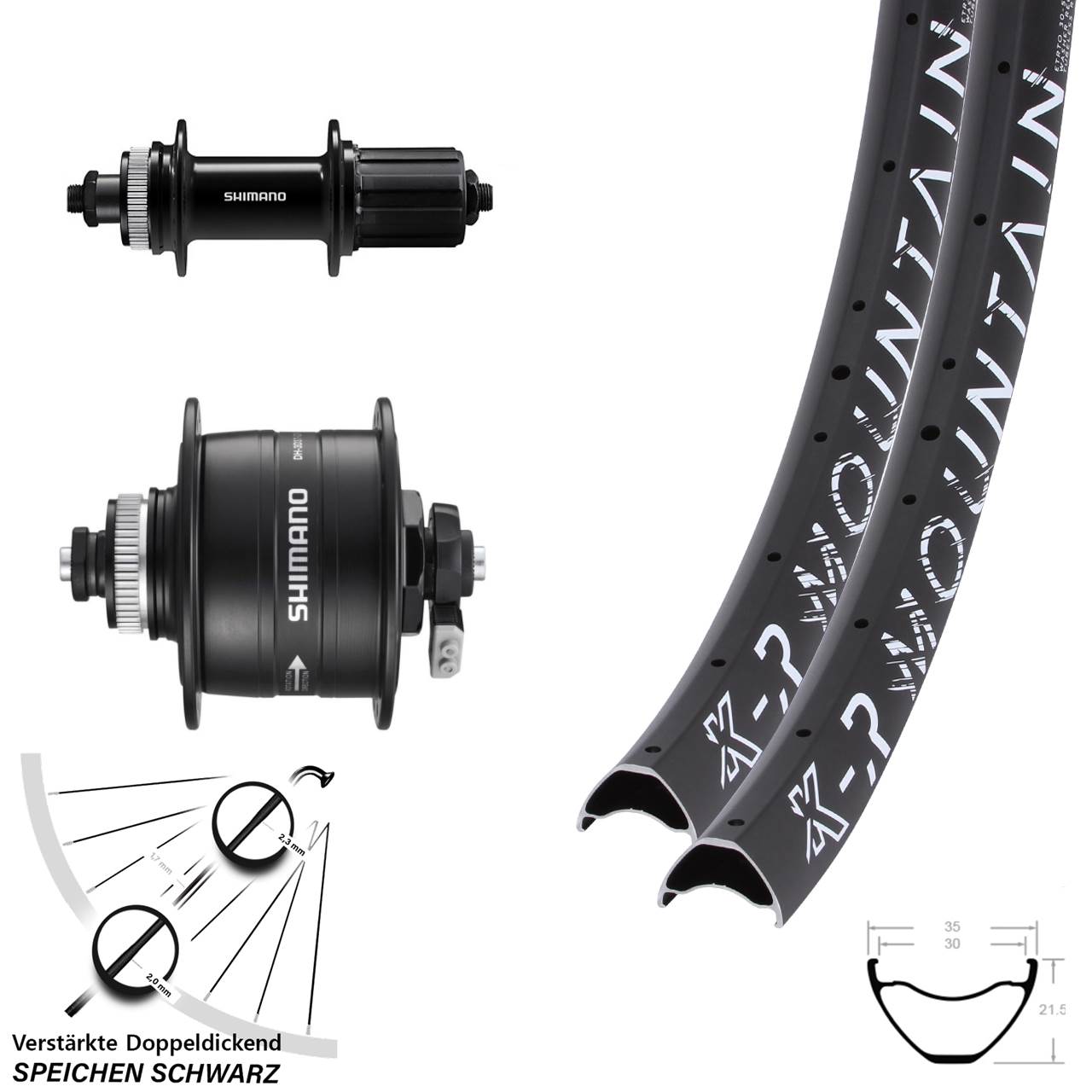 KX-R Mountain Shimano DH-3D37 FH-QC400 29 Zoll Laufradsatz Disc QR 8-11 fach