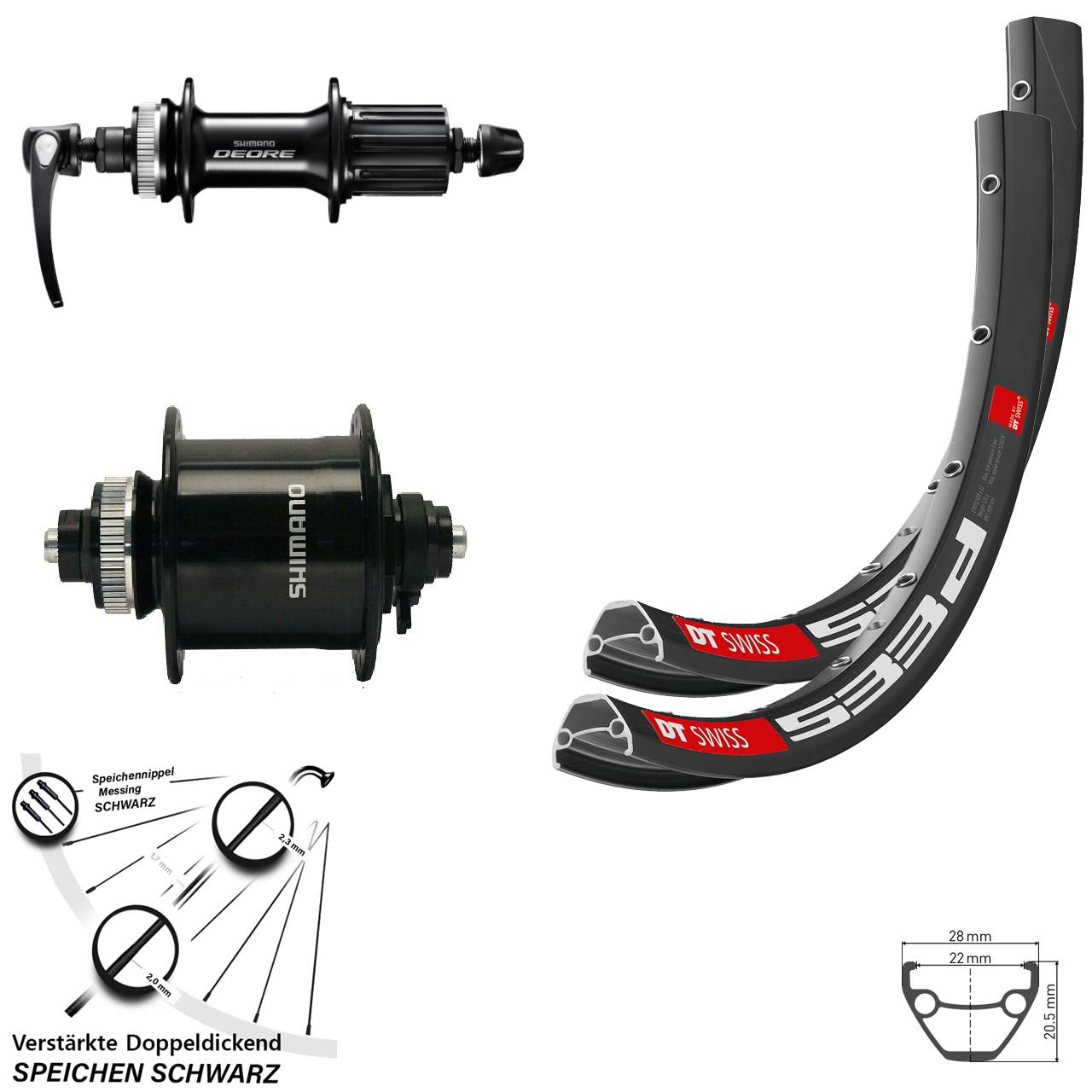 DT Swiss 533 D Shimano DH-UR700-Deore FH-M6000 28-29 Zoll Laufradsatz 8-11 fach HG