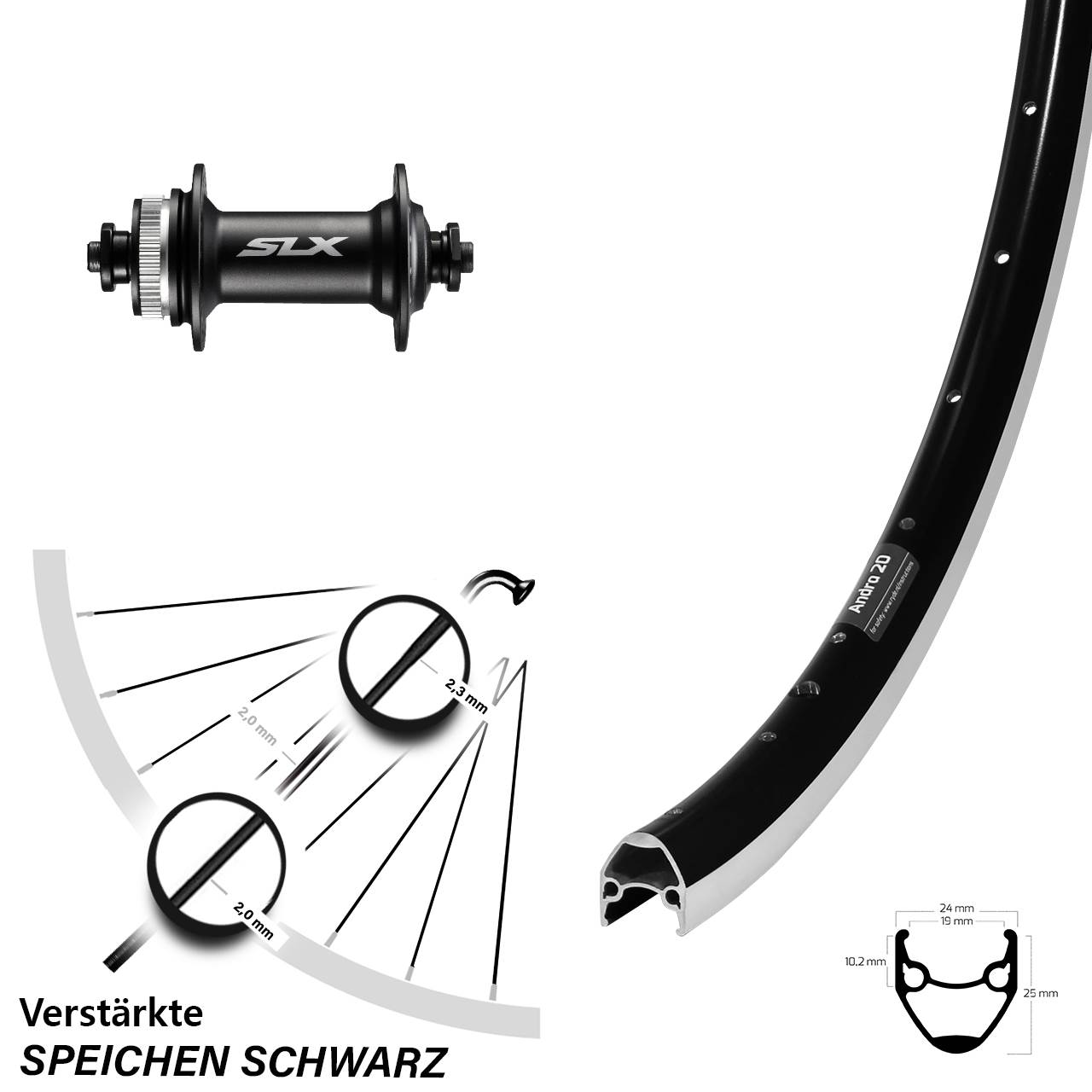 Vorderrad Fahrrad 28 Zoll Ryde Andra 20 Shimano SLX