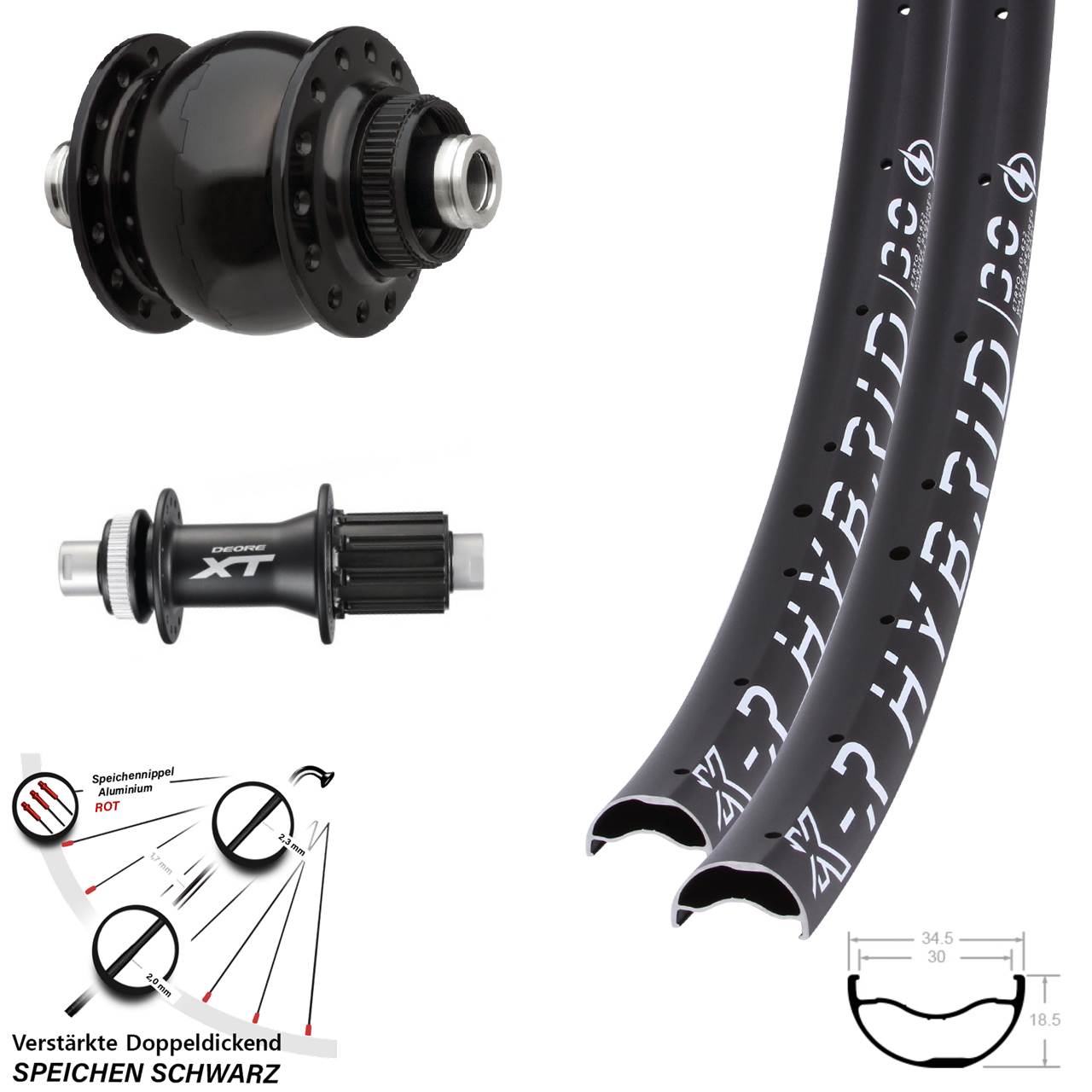 Centerlock Laufradsatz 12x100/142 29 Zoll KX-R Hybrid 30 Shimano FH-M788 SONdelux HG