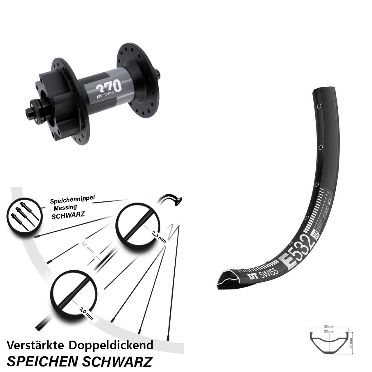 Vorderrad 6-Loch QR 27,5 Zoll DT Swiss E 532-370