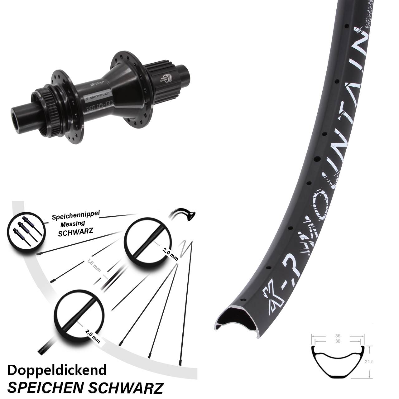 Centerlock Hinterrad 29 Zoll KX R Mountain DT Swiss 370 Hybrid Micro Spline 12x142
