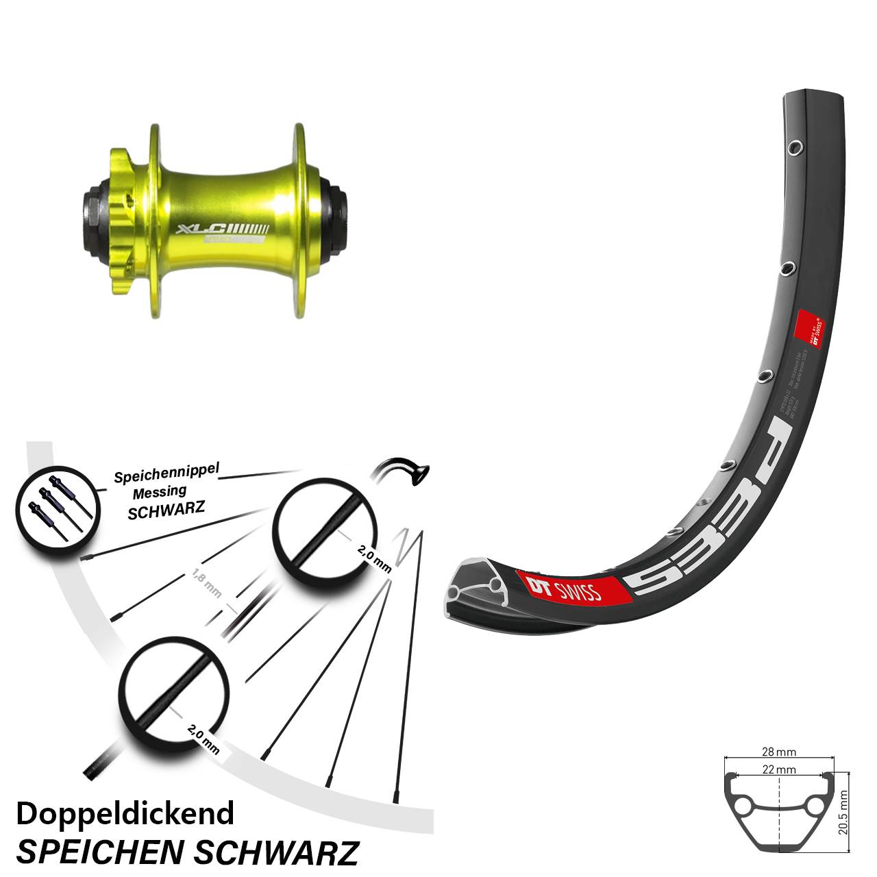 650B DT Swiss 533d XLC grün Disc Laufrad 15x100