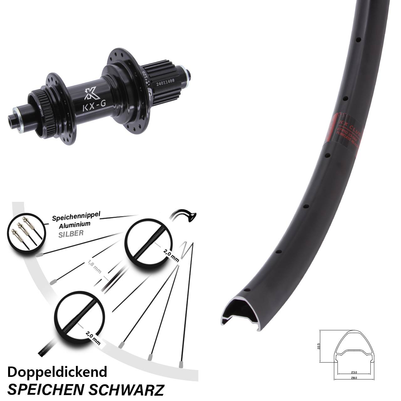 Hinterrad 27,5 Zoll Clue KX-G Micro Spline