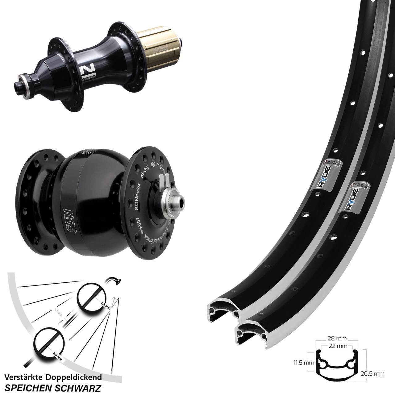 Ryde Andra 35 Novatec F162SB SONdelux wide body 27,5 Zoll Laufradsatz QR 8-12 fach