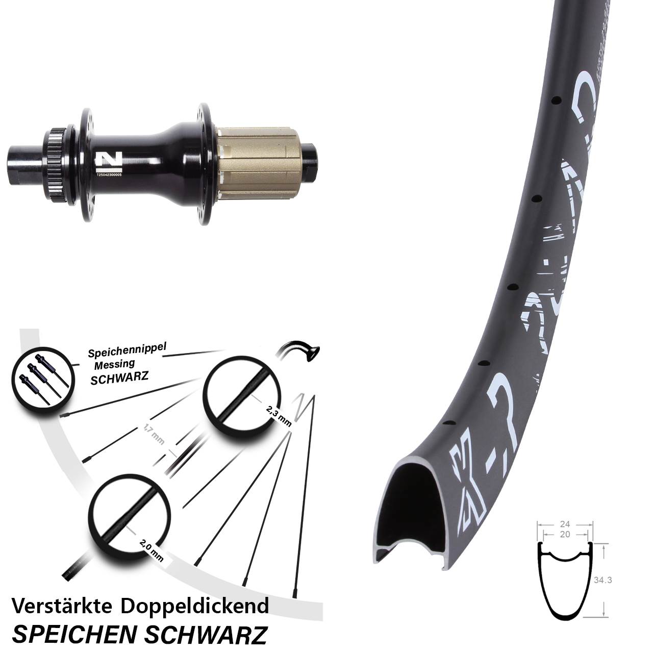 29 Zoll KX-R Road Novatec D792SB Hinterrad Centerlock 12x142 8-12 fach HG