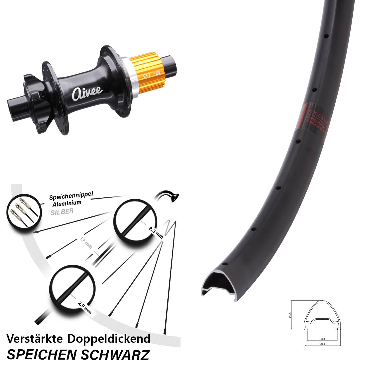 6-Loch Hinterrad 27,5 Zoll KX Clue Aivee Shimano Micro Spline 12x148