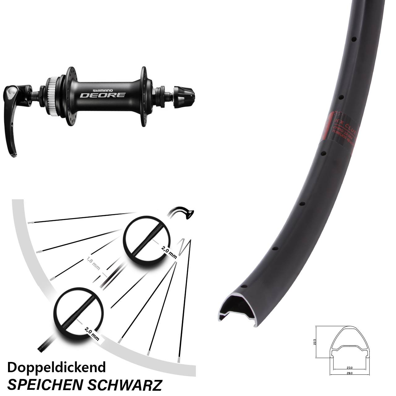 28-29 Zoll KX Clue Shimano HB-M6000 Centerlock Vorderrad QR