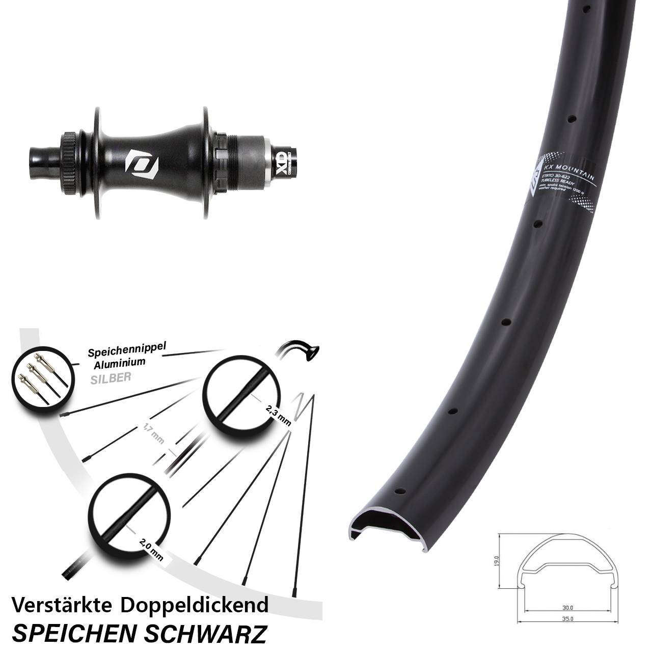 29 Zoll KX Mountain Syncros SRAM XD Disc Laufrad 12x148 11-12 fach