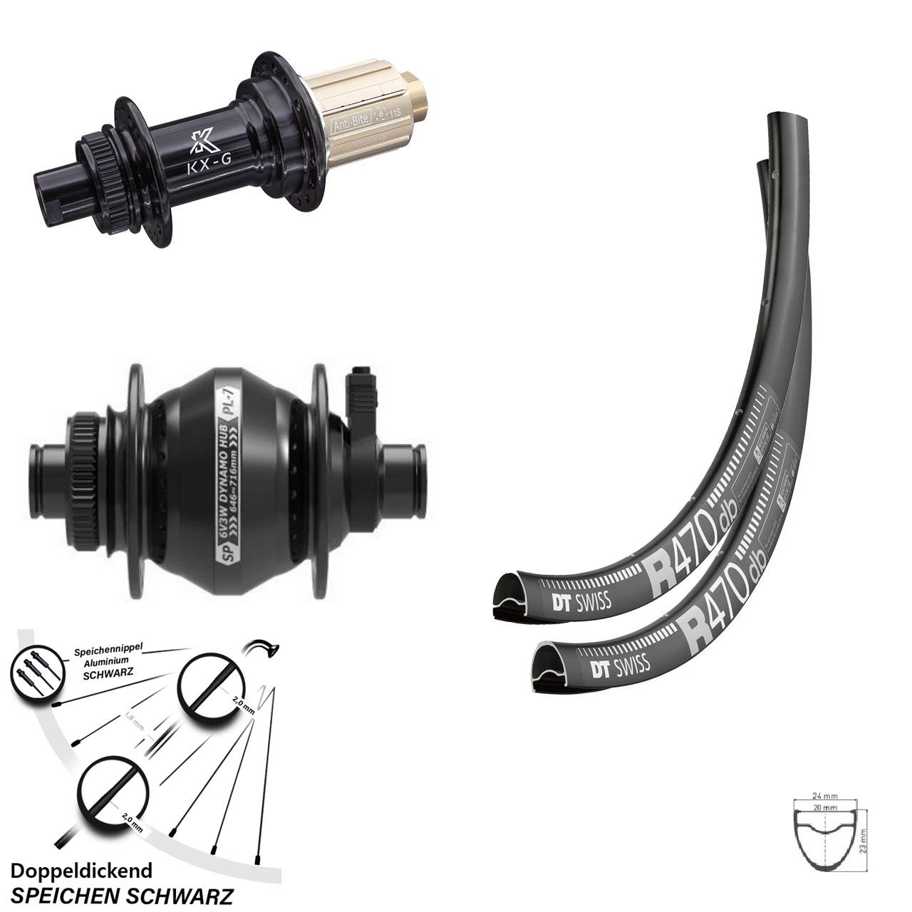 Disc Laufradsatz 28 Zoll DT Swiss R 470 KX-G Shutter PL-7 8-12 fach HG 12x100/142