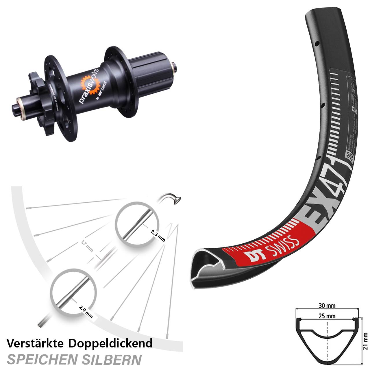 DT Swiss EX471 350 QR 11-fach 29 Zoll Disc Laufrad 8-11 fach HG