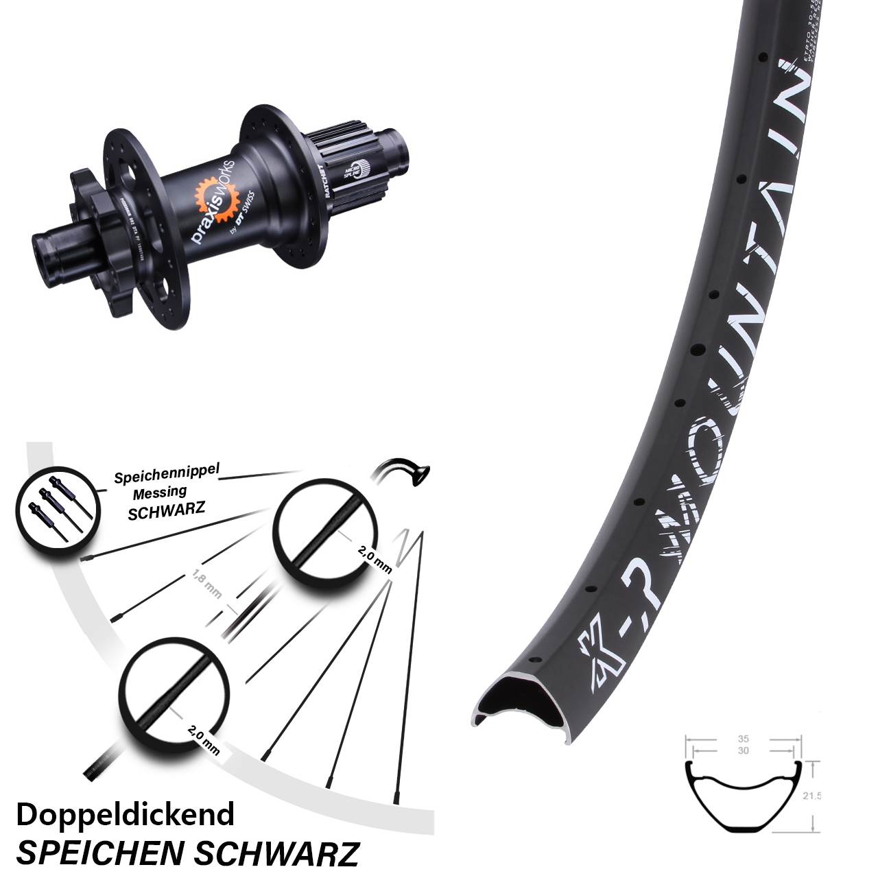 Hinterrad 6-Loch 12x142 29 Zoll KX-R Mountain DT Swiss 350 Shimano Micro Spline
