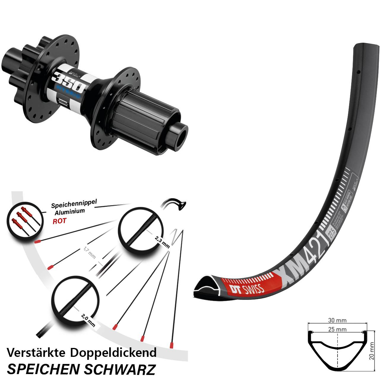 Disc Hinterrad 27,5 Zoll DT Swiss XM 421-350 Hybrid 8-11 fach 12x148
