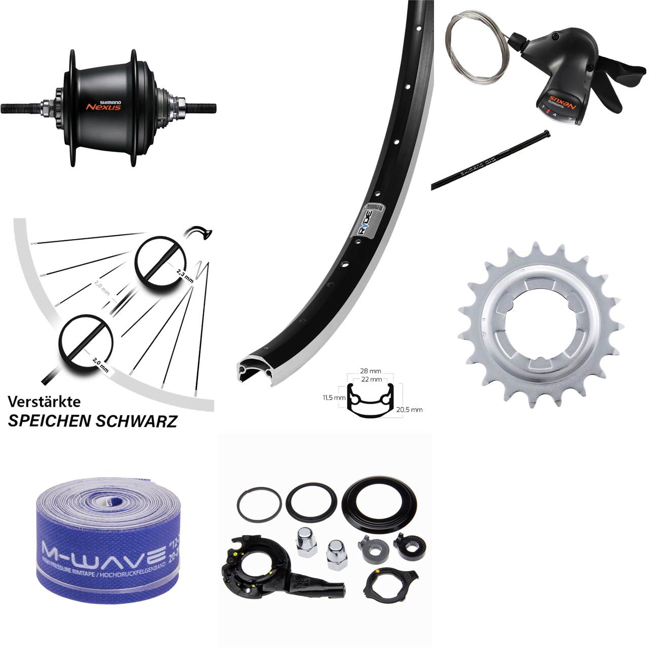 27,5 Zoll Hinterrad Shimano 7 Gang Nabenschaltung Freilauf Ryde Andra 35
