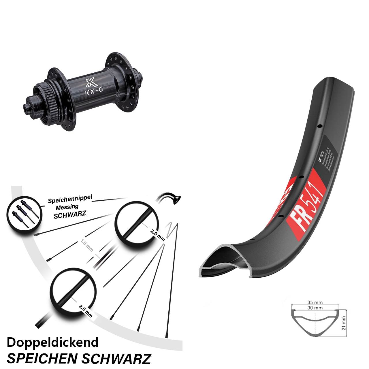 27,5 Zoll DT Swiss FR541 KX-G Disc Vorderrad QR