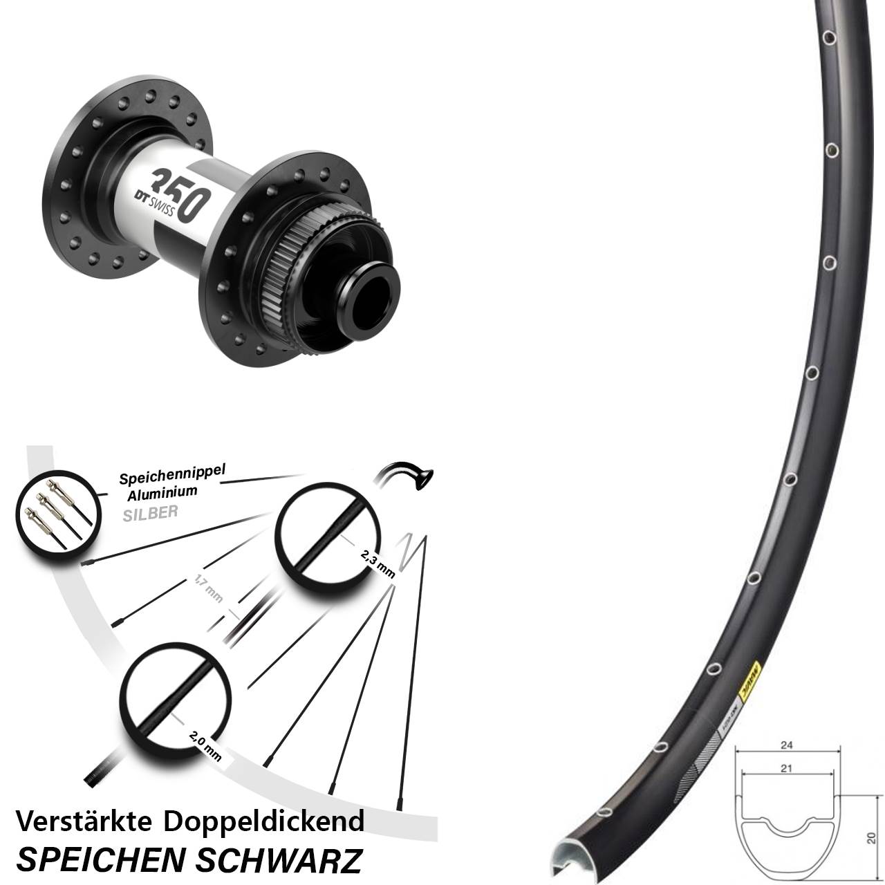 Laufrad 29 Zoll Mavic XC621 DT Swiss 350 Centerlock 12x100