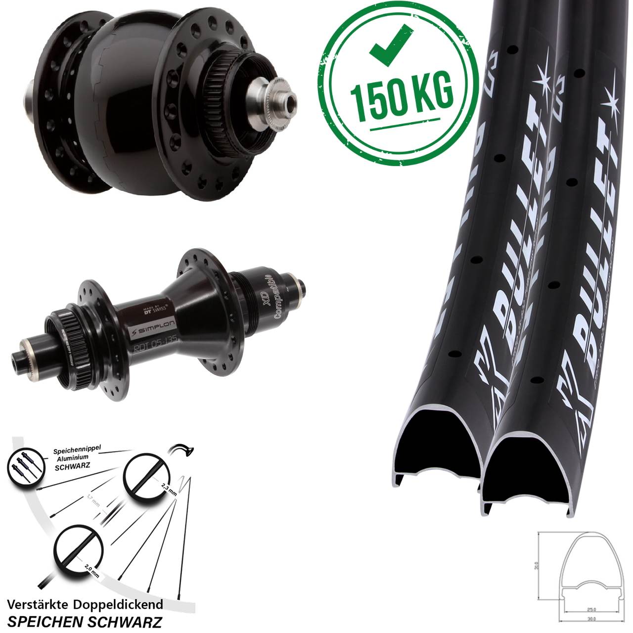 Laufradsatz Centerlock 28 Zoll KX Bullet OS DT Swiss 370 SONdelux XD 11-12 fach QR