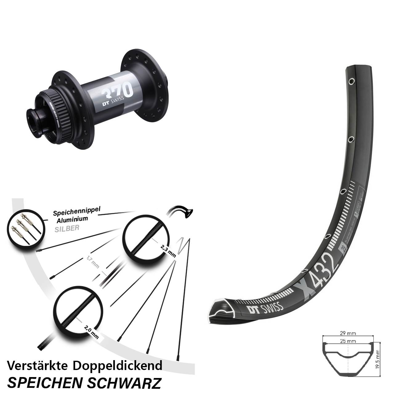 Disc Laufrad 15x100 29 Zoll DT Swiss X432-370