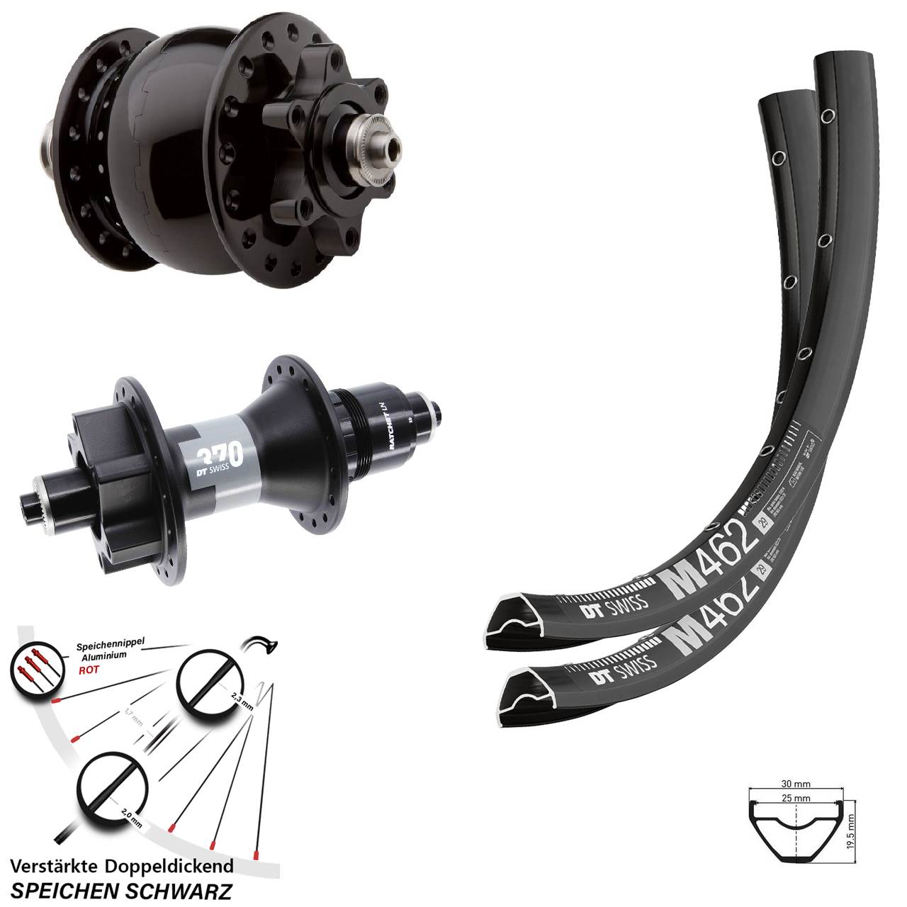 Disc Laufrad-Satz 27,5 Zoll DT Swiss M462 370 SON 28 SRAM XD QR