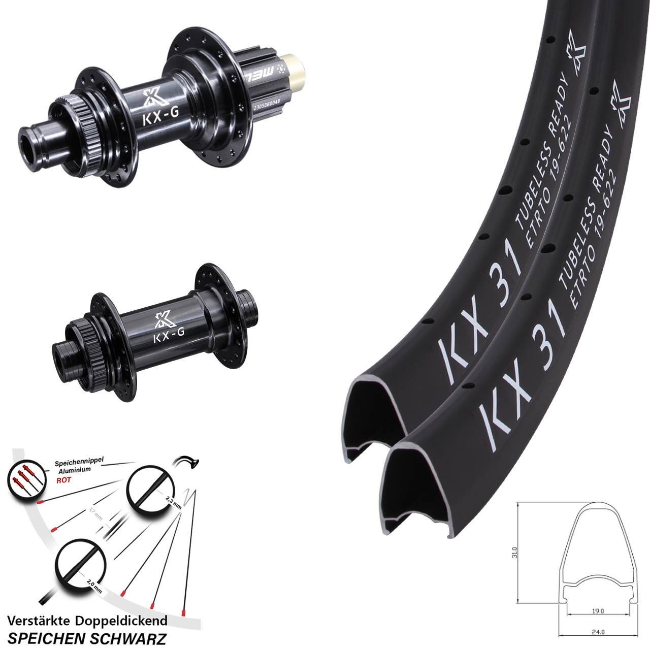 KX-G 31 28 Zoll Laufradsatz Centerlock 12x100/142 Campagnolo N3W