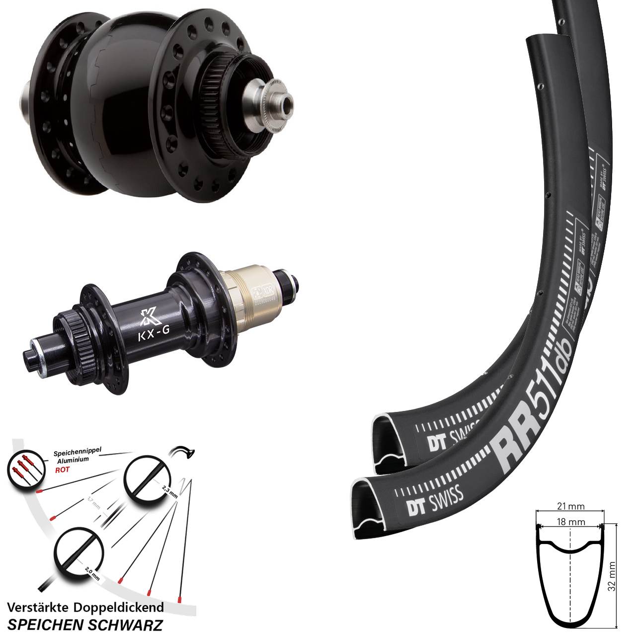 DT Swiss RR511 KX-G SON 28 Zoll Disc Laufradsatz QR XDR