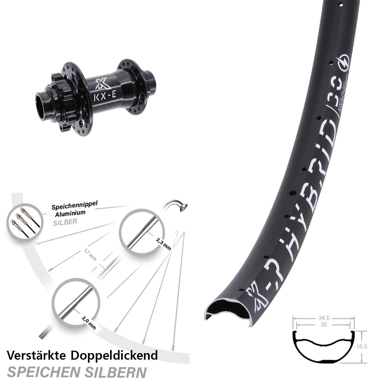 Disc Vorderrad 29 Zoll KXR-E Hybrid 30 4-fach gelagert 20x110 (DH alt)