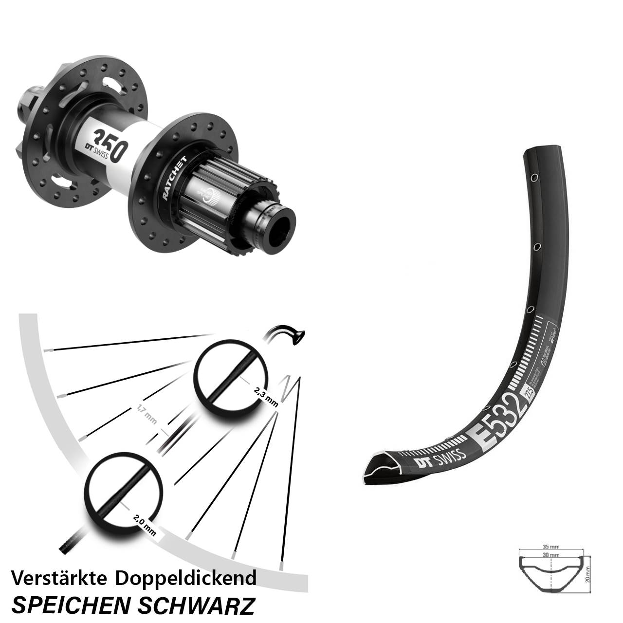 Disc Hinterrad 29 Zoll DT Swiss E 532-350 Micro Spline 12x148 Boost
