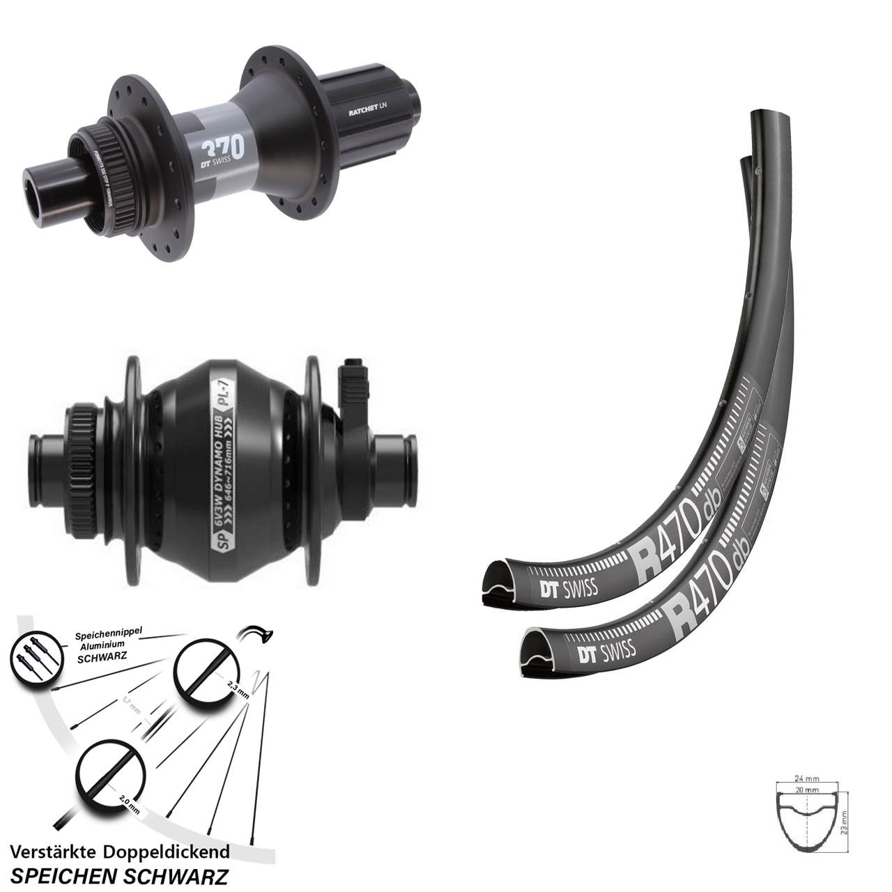 Laufradsatz Centerlock 12x100/142 28 Zoll DT Swiss R 470 370 Shutter PL-7 11-12 fach