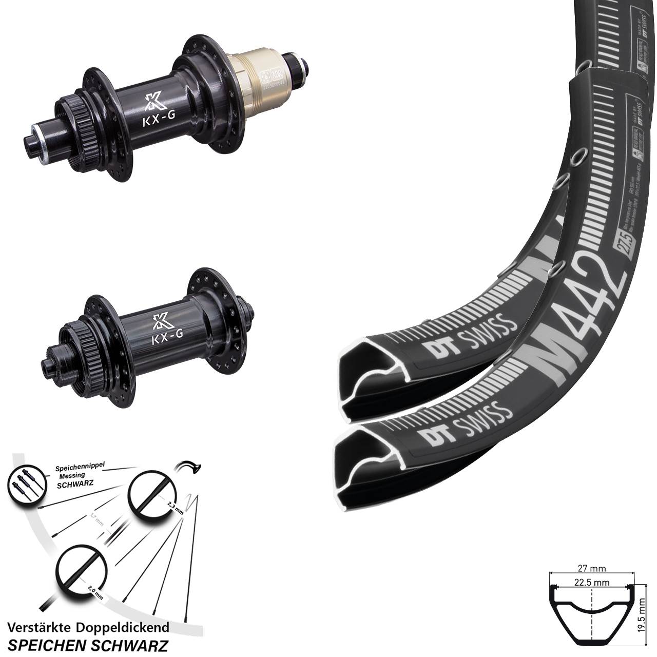 DT Swiss M 442 KX-G 29 Zoll Laufradsatz Centerlock QR SRAM XDR