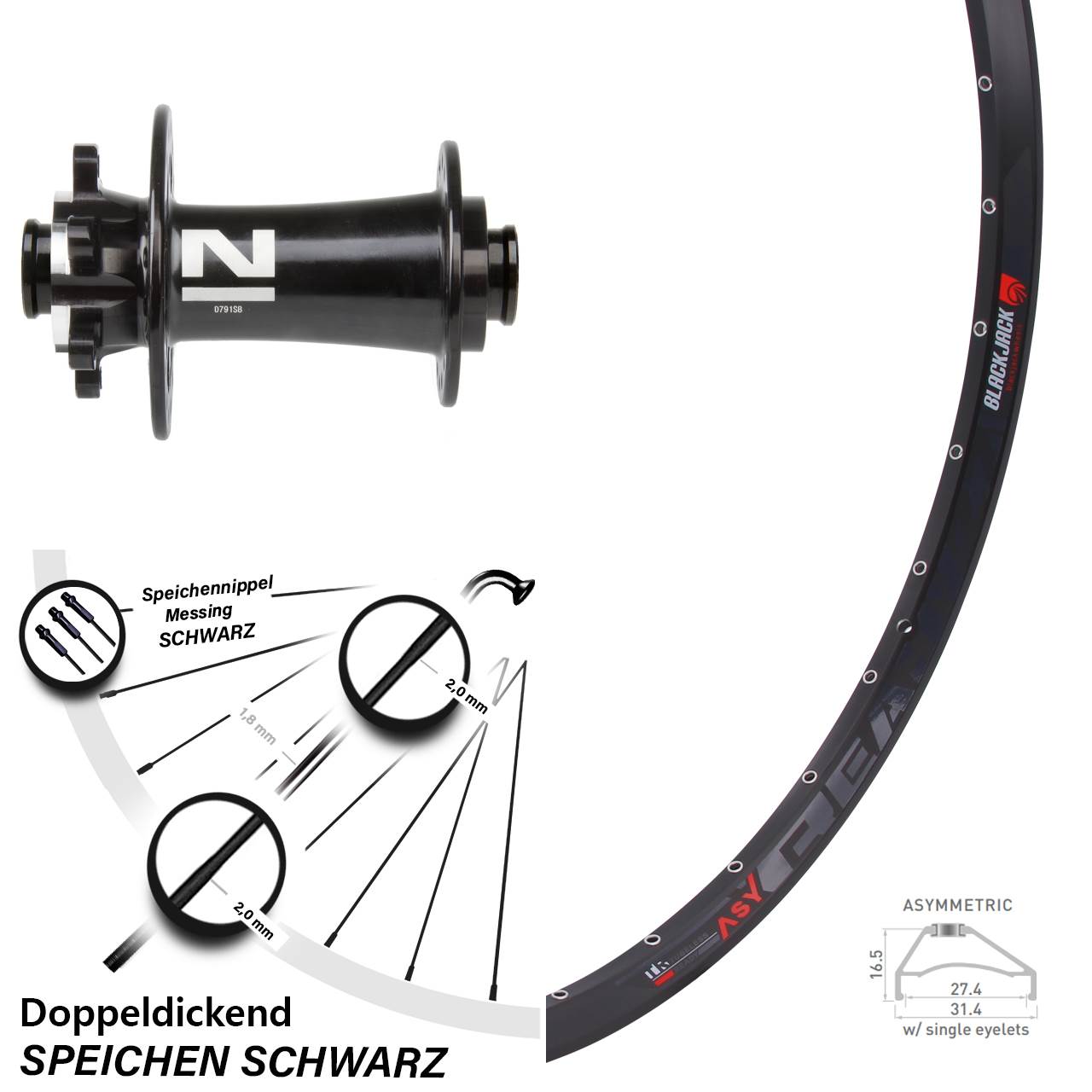 Novatec D791 Rodi Ready 27 Vorderrad 27,5 Zoll Steckachse