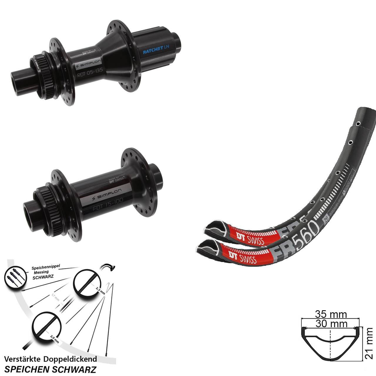 DT Swiss FR560 370 Hybrid 26 Zoll Laufradsatz Centerlock 15x100 12x142 8-11 fa